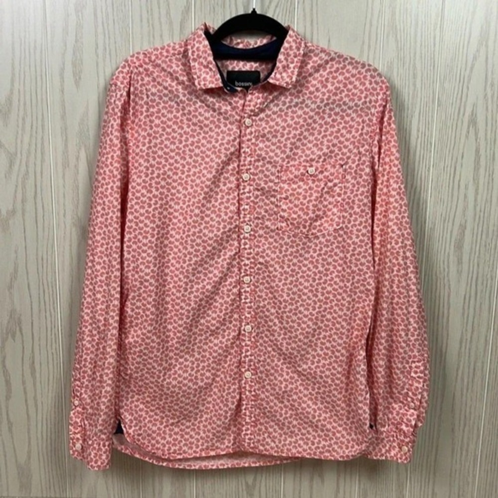 Bossini Men's Coral Clam Pattern Contemporary Fit Shirt Size M‎
